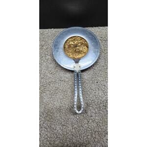 Vintage Butler Table Sweeper Crumb Catcher Aluminum Gold Embossed Roses Box 20